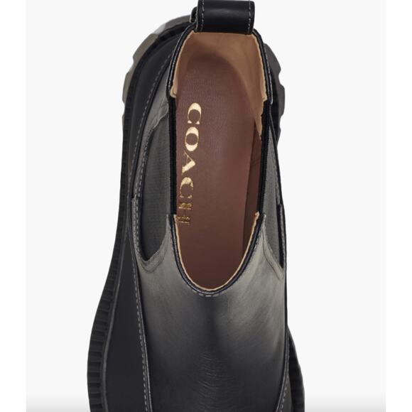 Coach Jayla Chelsea Leather Ankle Lug Boots | Womens 9, Black NEW - Picture 4 of 7